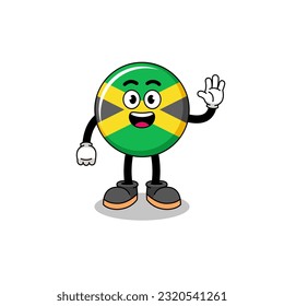 jamaica flag cartoon doing wave hand gesture , character design