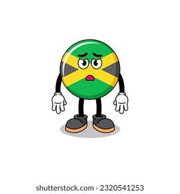 jamaica flag cartoon illustration with sad face , character design