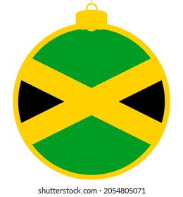 Jamaica flag - Christmas ball. Happy New Year and Merry Christmas card. 