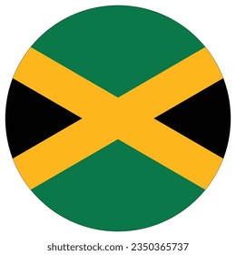 Jamaica flag circle shape. Flag of Jamaica round shape