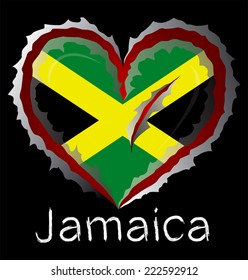 Jamaica flag with in claw scratches