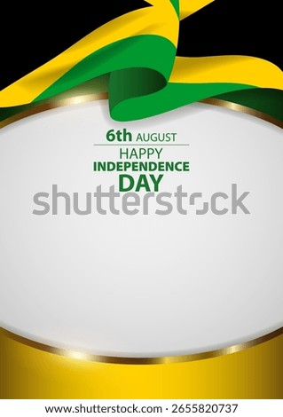 Jamaica Flag With Decorative Golden Frame. Blank space for text, suitable for Independence Day and national events backdrop.