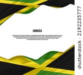 Jamaica flag design. Waving Jamaican flag made of satin or silk fabric. Vector Illustration.