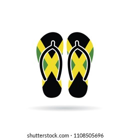 Jamaica flag flip flop sandals icon on a white background.