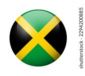 Jamaica flag - glossy circle badge. Vector icon.