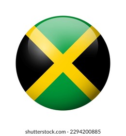 Bandera de Jamaica - emblema de círculo brillante. Icono del vector.