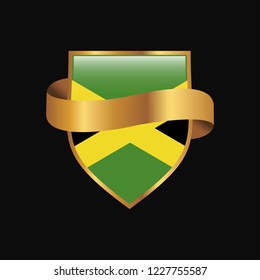 Jamaica flag Golden badge design vector