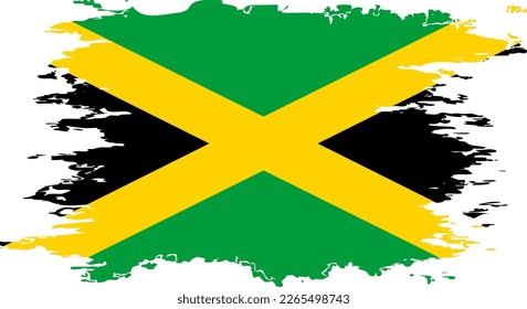 Jamaica flag grunge brush color image, vector
