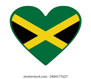 Jamaica flag heart shaped. vector