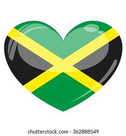 Jamaica Flag Heart Vector Silhouette