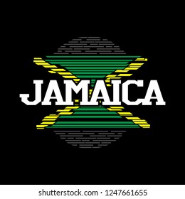 Jamaica flag holiday theme illustration, stylized poster for t-shirt print