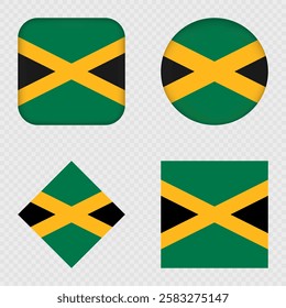 Jamaica Flag Icons Pack. Vector illustration.