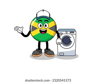 jamaica flag illustration as a laundry man , character design