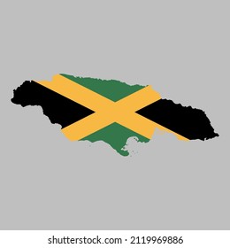 Jamaica flag inside the Jamaican map borders vector illustration 