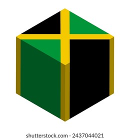 Bandera de Jamaica - cubo 3D isométrico aislado sobre fondo blanco. Vector.