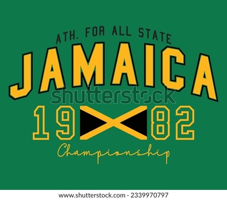  Jamaica flag with jersey graphic element  Illustration template design tee shirt vector