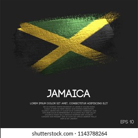 Jamaica Flag Made of Glitter Sparkle Brush Paint Vector