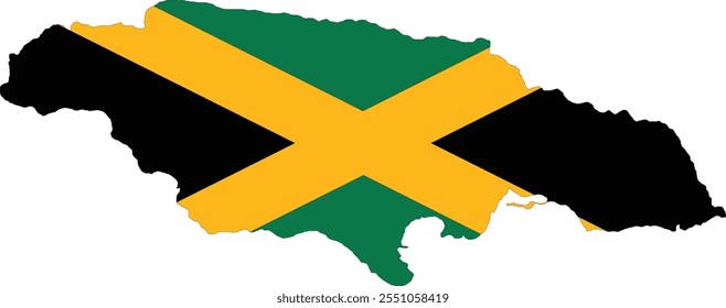 Jamaica Flag in Map, Jamaica Map with Flag, Nation Flag of Jamaica, Jamaica map