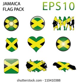 Jamaica Flag Map Pack - 9 in Total