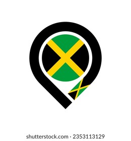 jamaica flag map pin icon. vector illustration isolated on white background