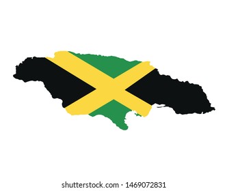 Jamaica flag map vector. Vector map of Jamaica. 