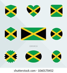 Jamaica flag. National flag of Jamaica. Jamaica vector flag button. Jamaica independence day.