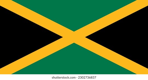 Jamaica flag, official colors and proportion. Vector illustration.