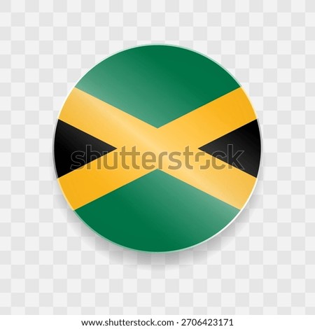 Jamaica flag on button shining glass