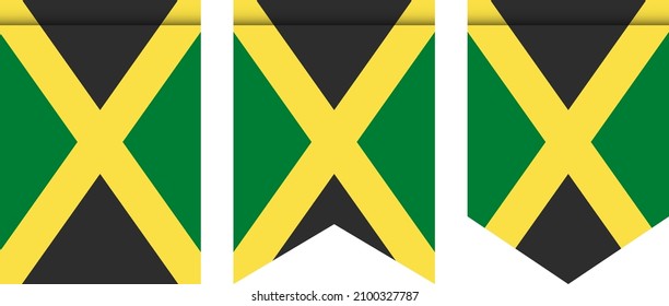 Jamaica flag or pennant isolated on white background. Pennant flag icon.