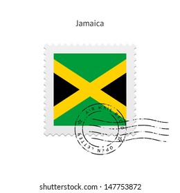 Jamaica Flag Postage Stamp on white background. Vector illustration. svg