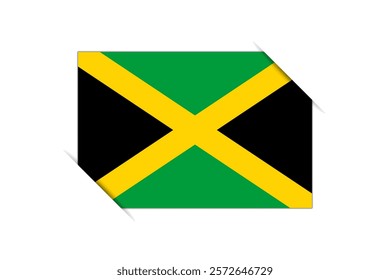 Jamaica flag - rectangle colorful flag representing a country cultural identity and heritage. The essence of national pride and unity. Attached by the corners in a paper album