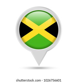 Jamaica Flag Round Pin Vector Icon - Illustration