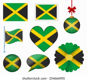 Jamaica flag set of 8 items vector