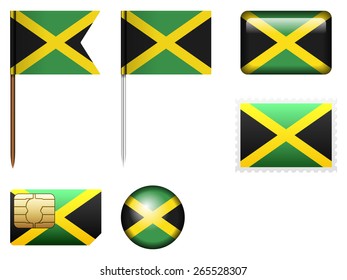 Jamaica flag set on a white background. 