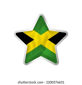 Jamaica flag in star. Button star and flag template. Easy editing and vector in groups. National flag vector illustration on white background.