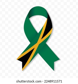 Jamaica flag stripe ribbon vector illustration on a transparent background vector image (PNG).