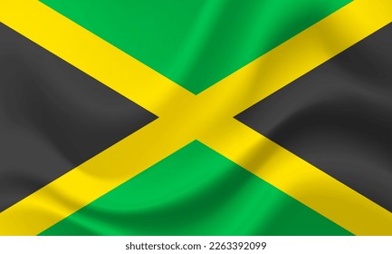 Jamaica flag. Symbol of Jamaica flag. Vector flag illustration. Colors and proportion correctly. Jamaica flag background. Jamaica banner. Symbol, icon.
