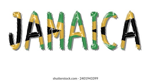 JAMAICA flag text font, 3D JAMAICA flag colorful background, JAMAICA flag vector illustration