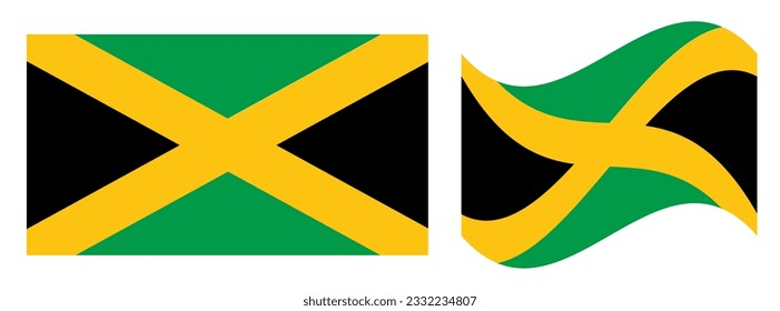 Jamaica flag vector design. Jamaican flat flag design.