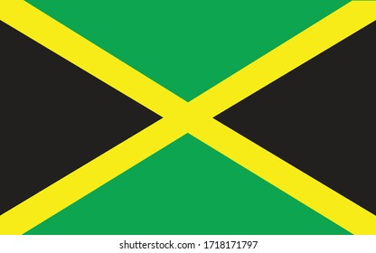 Jamaica flag vector graphic. Rectangle Jamaican flag illustration. Jamaica country flag is a symbol of freedom, patriotism and independence.