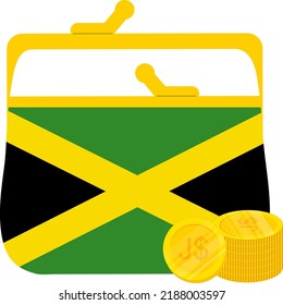 Jamaica Flag vector hand drawn flag, Jamaican Dollar vector hand drawn flag