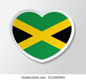 jamaica flag vector in heart love shape vector