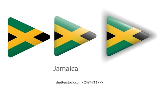 Jamaica flag vector icons set in the shape of rounded triangle