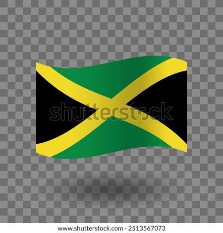 Jamaica flag vector. Jamaica wavy flag isolated transparent background. Flag of Jamaica symbol icon. EPS 10