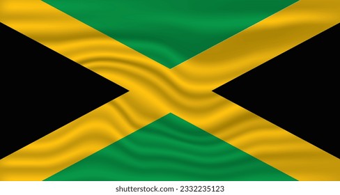 Jamaica flag wave vector design set. Jamaica flag design with waving.