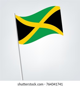 Jamaica flag waving isolated vector illustration