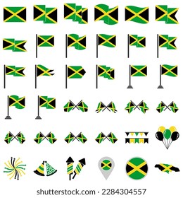 Jamaica flags icon set, Jamaica independence day icon set vector sign symbol