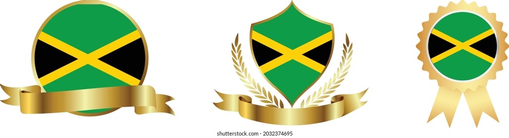 Jamaica flags. Symbols of countries map