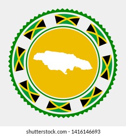 Jamaica flat stamp. Round logo with map and flag of Jamaica. Vector illustration.