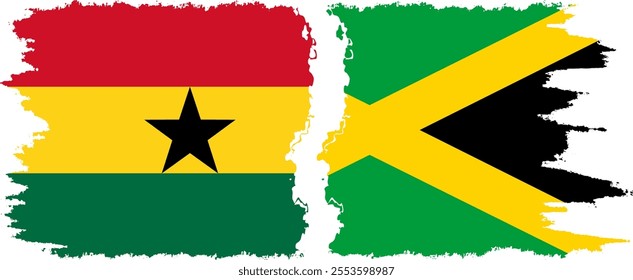 Jamaica and Ghana grunge flags connection, vector